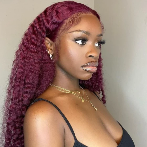 99J Burgundy Wig Human Hair 13x4/13x6 Lace Curly Wig Auburn Deep Wave Human Hair Wigs